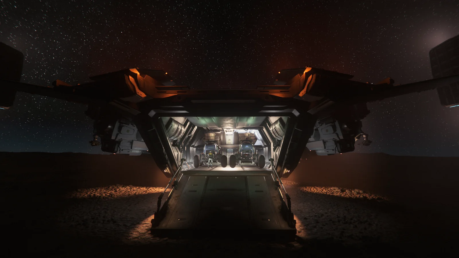 Deux ROC dans la soute d'un Asgard sur Daymar