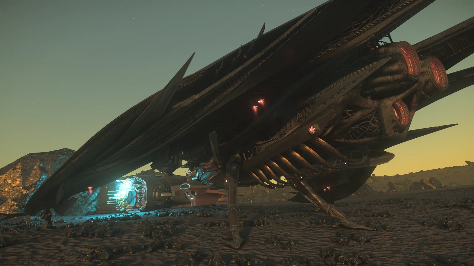 Glaive devant une épave de Freelancer